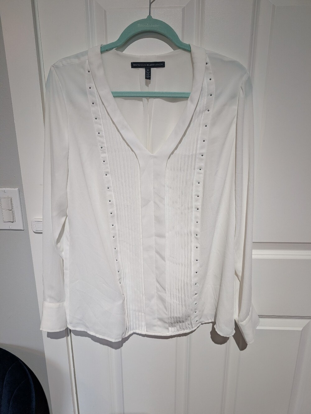 Cream White Studded 100% Silk Blouse